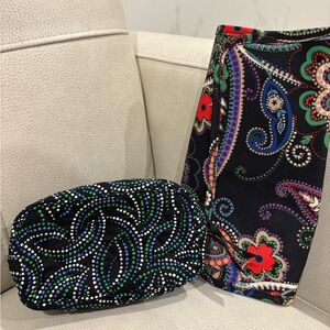 NEW Vera Bradley Kiev Paisley & Kiev Swirls Jewelry & Makeup Bag Set
